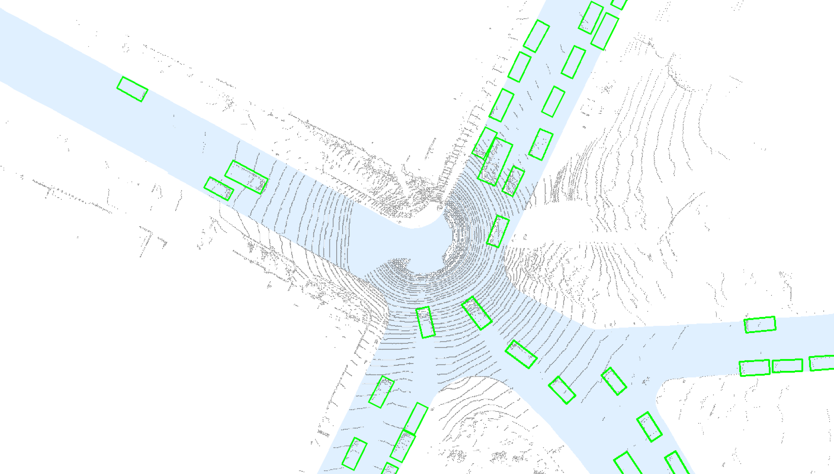 An example frame from our TOR4D LiDAR detection dataset. A single sweep over a region of
80m 